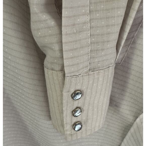 Vintage Wrangler Mens Permanent Press Long Tails LS Pearl Snap Beige Sz 16.5/33 - Picture 7 of 11